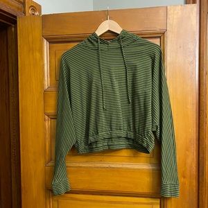Striped Cropped Hooded Pullover